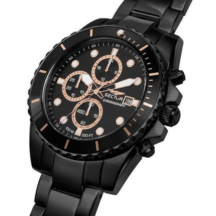 Sector 450 Chronograph ruostumaton teräs musta kellotaulu kvartsi R3273776005 100M miesten kello