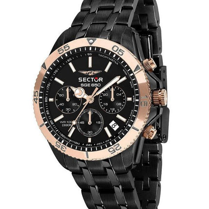 Sector SGE 650 Chronograph ruostumaton teräs musta kellotaulu Quartz R3273962004 100M miesten kello