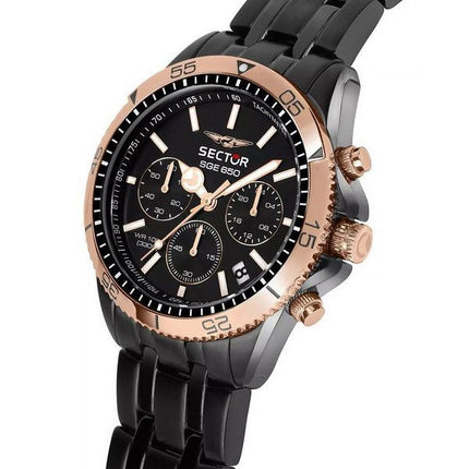 Sector SGE 650 Chronograph ruostumaton teräs musta kellotaulu Quartz R3273962004 100M miesten kello