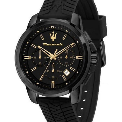 Maserati Successo Chronograph silikonihihna musta kellotaulu kvartsi R8871621011 miesten kello