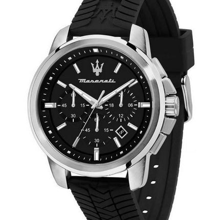 Maserati Successo Chronograph silikonihihna musta kellotaulu kvartsi R8871621014 100M miesten kello