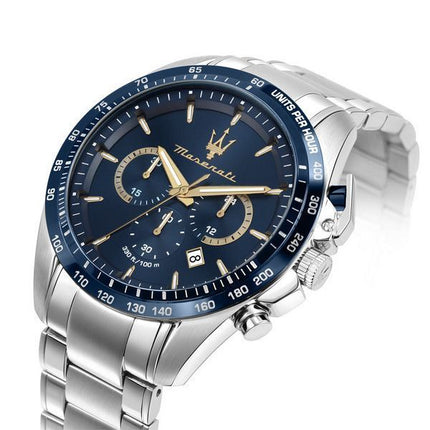 Maserati Traguardo Limited Edition Chronograph ruostumaton teräs sininen kellotaulu kvartsi R8873612052 100M miesten kello