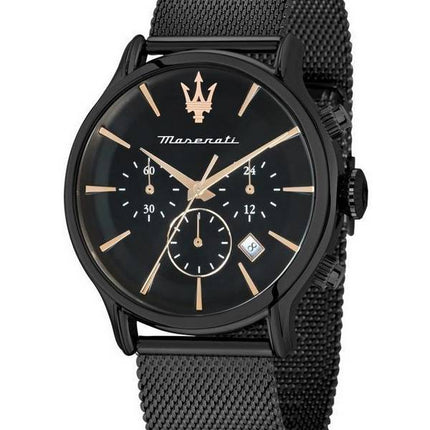 Maserati Epoca Chronograph ruostumaton teräs musta kellotaulu kvartsi R8873618013 100M miesten kello