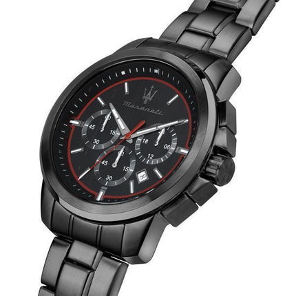 Maserati Successo Limited Edition Chronograph ruostumattomasta teräksestä valmistettu musta kellotaulu kvartsi R8873621027 miest