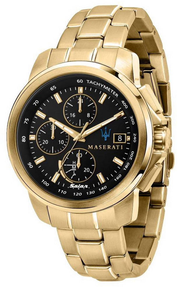 Maserati Successo Chronograph musta kellotaulu ruostumattomasta terÃ¤ksestÃ¤ solar R8873645003 miesten kello