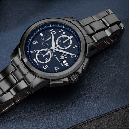 Maserati Successo Limited Edition Chronograph ruostumaton teräs sininen kellotaulu Solar R8873645006 miesten kello