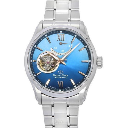 Orient Star Contemporary Limited Edition Open Heart Blue kellotaulu RE-AT0017L00B 100M Miesten kello lisähihnalla