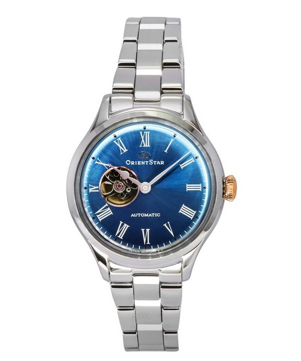 Orient Star Classic Limited Edition Open Heart Blue kellotaulu RE-ND0019L00B Naisten kello lisähihnalla