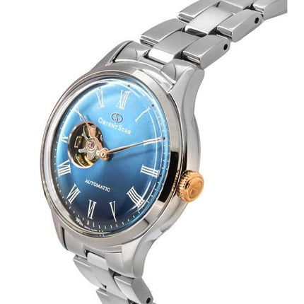 Orient Star Classic Limited Edition Open Heart Blue kellotaulu RE-ND0019L00B Naisten kello lisähihnalla