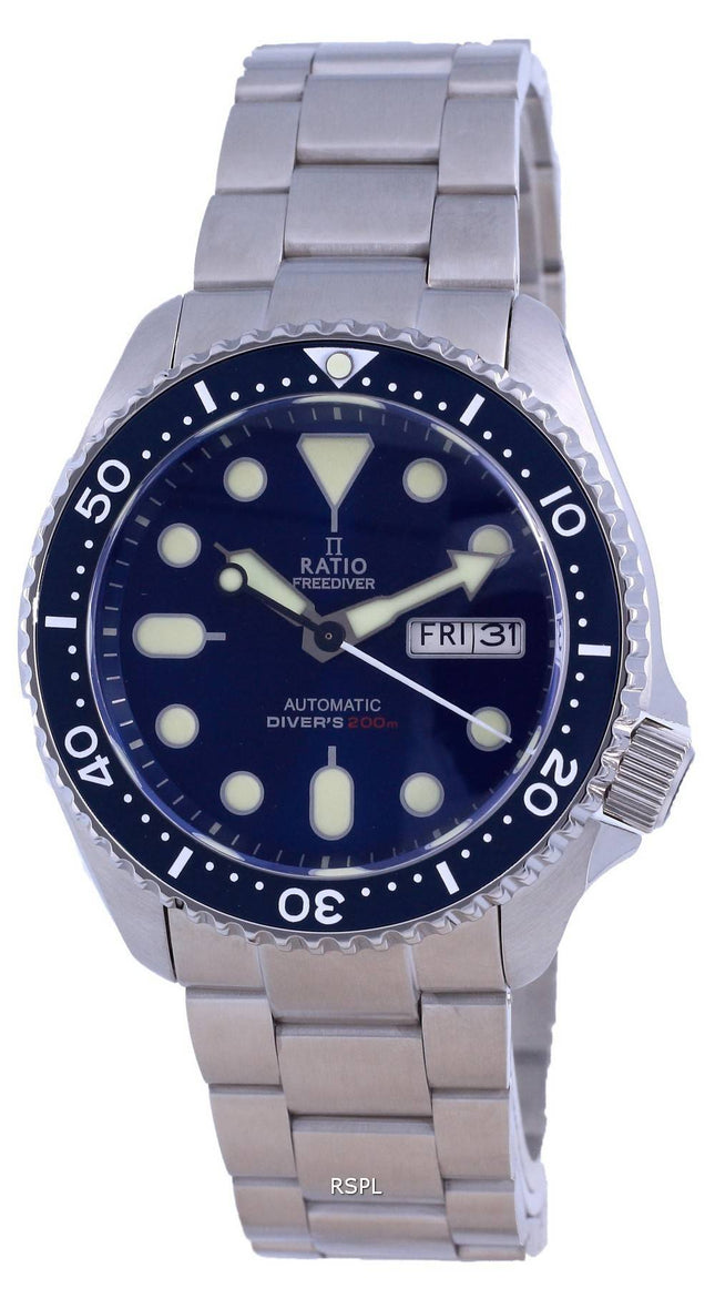 Suhde FreeDiver Blue Dial ruostumaton teräs automaattinen RTA102 200M miesten kello