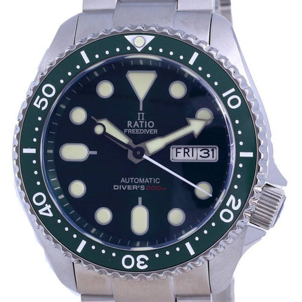 Suhde FreeDiver Green Dial ruostumaton teräs automaattinen RTA105 200M miesten kello