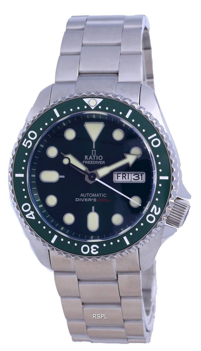 Suhde FreeDiver Green Dial ruostumaton teräs automaattinen RTA105 200M miesten kello