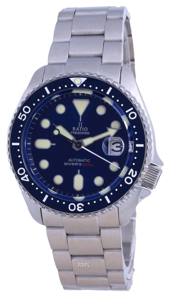 Suhde FreeDiver Blue Dial ruostumaton teräs automaattinen RTB202 200M miesten kello