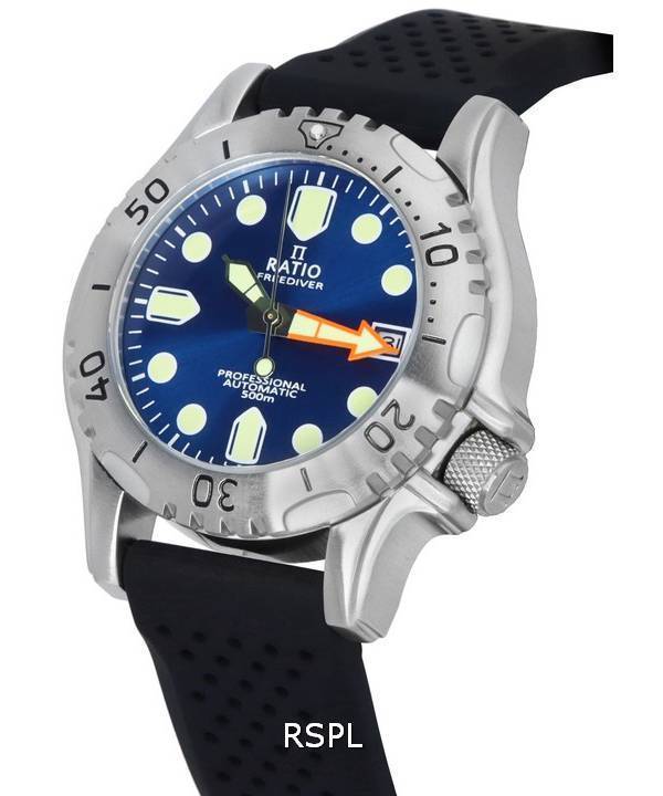 Ratio FreeDiver Professional Sapphire Blue Sunray kellotaulu automaattinen RTF019 500M miesten kello