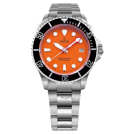 Suhde FreeDiver Sapphire ruostumaton teräs oranssi kellotaulu kvartsi RTF035 200M miesten kello