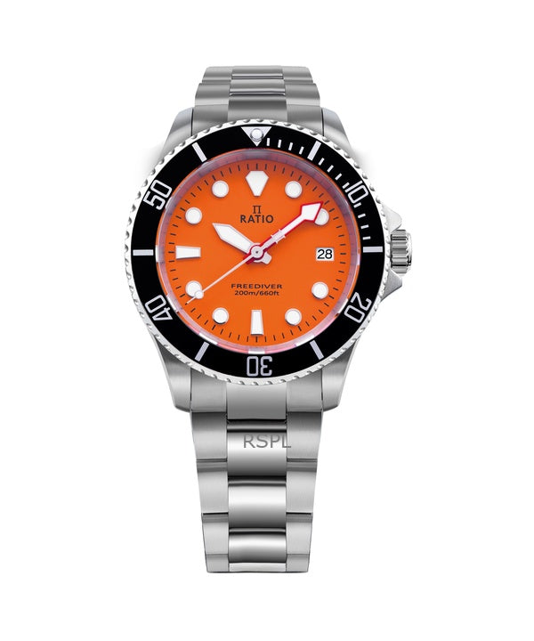 Suhde FreeDiver Sapphire ruostumaton teräs oranssi kellotaulu kvartsi RTF035 200M miesten kello