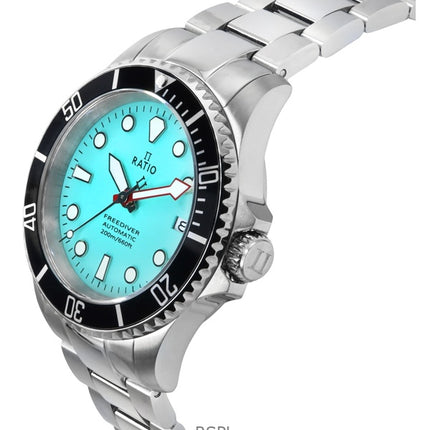 Suhde FreeDiver Sapphire ruostumaton teräs Tiffany Blue kellotaulu automaattinen RTF042 200M miesten kello