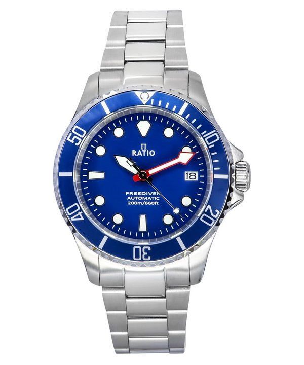 Ratio FreeDiver Sapphire ruostumaton teräs sininen kellotaulu automaattinen RTF043 200M miesten kello