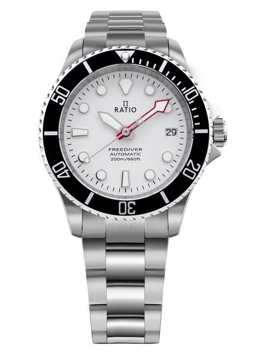 Ratio FreeDiver Sapphire ruostumaton teräs valkoinen kellotaulu automaattinen RTF047 200M miesten kello