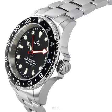 Suhde FreeDiver GMT Series Sapphire ruostumaton teräs musta kellotaulu automaattinen RTF051 200M miesten kello