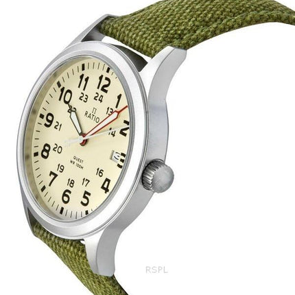 Ratio Quest miesten kenttäkello Sapphire Canvas Strap Quartz RTQ019 100M Lewis &amp, Clark Edition