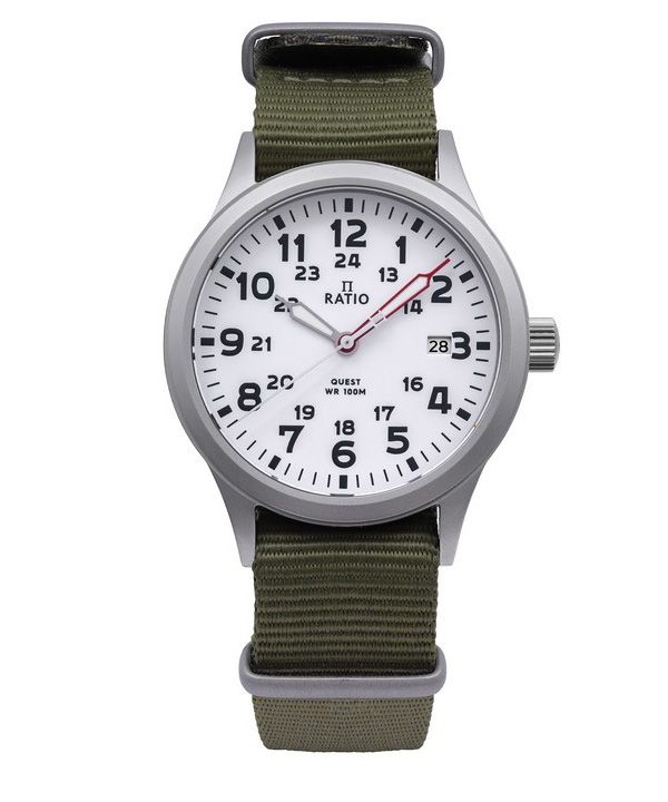 Ratio Quest miesten kenttäkello Sapphire Nylon Ranneke Quartz RTQ025 100M Lewis &amp, Clark Edition