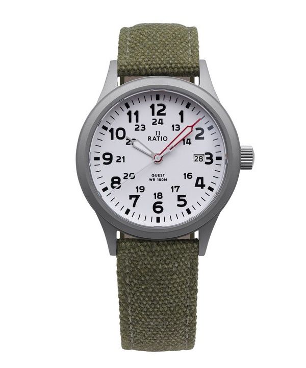 Ratio Quest miesten kenttäkello Sapphire Canvas Range Quartz RTQ027 100M Lewis &amp, Clark Edition