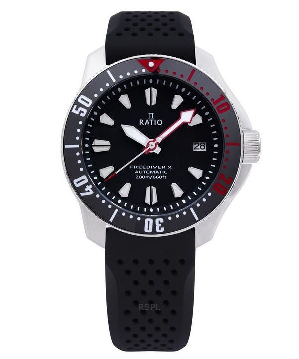 Ratio FreeDiver X Marine Musta mustalla keraamisella upotekoristeella automaattinen sukeltaja RTX001 200M miesten kello