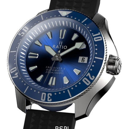 Ratio FreeDiver X Ocean Blue sinisellä keraamisella upotekoristeella automaattinen RTX003 200M miesten kello