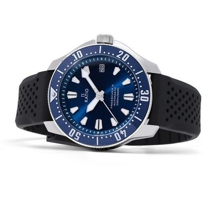 Ratio FreeDiver X Ocean Blue sinisellä keraamisella upotekoristeella automaattinen RTX003 200M miesten kello