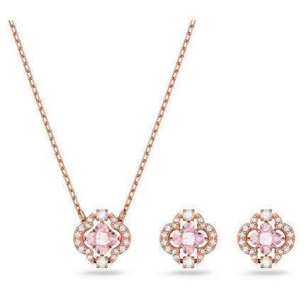 Swarovski Una Rose Gold Sävy päällystetty ja zirkonia kaulakoru ja korvakorut setti 5516488 naisille