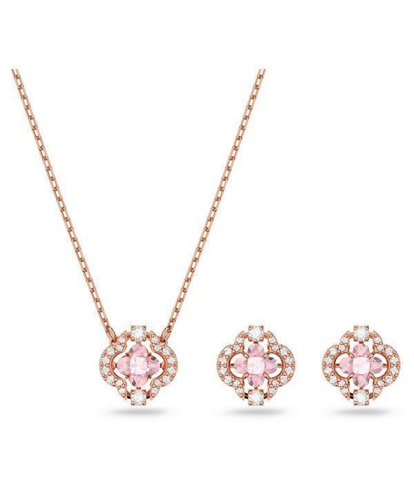 Swarovski Una Rose Gold Sävy päällystetty ja zirkonia kaulakoru ja korvakorut setti 5516488 naisille