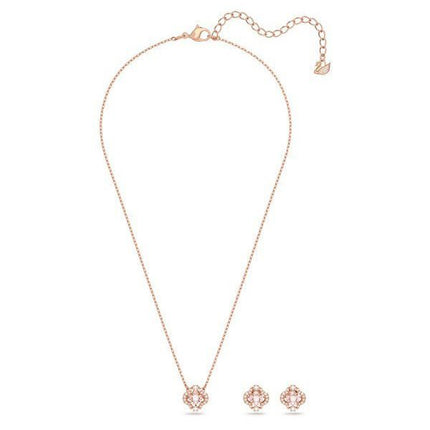 Swarovski Una Rose Gold Sävy päällystetty ja zirkonia kaulakoru ja korvakorut setti 5516488 naisille