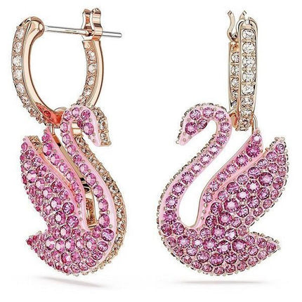 Swarovski Swan vaaleanpunaiset kristallit ja ruusukultan sävyiset korvakorut 5647544 naisille