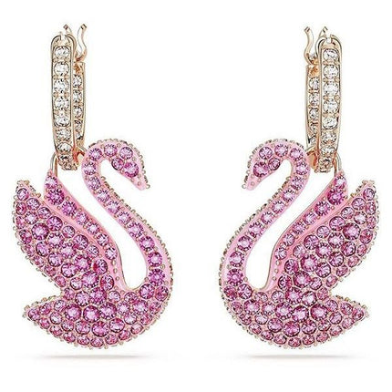 Swarovski Swan vaaleanpunaiset kristallit ja ruusukultan sävyiset korvakorut 5647544 naisille