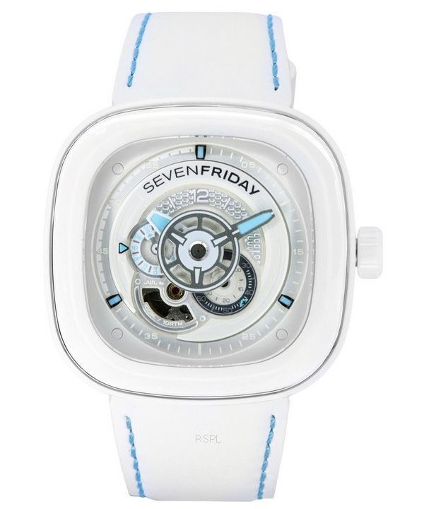 Sevenfriday P-sarjan Curacao päivä-yÃ¶ valkoinen kellotaulu automaattinen P1C/05 SF-P1C-05 100M miesten kello