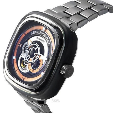 Sevenfriday P-sarjan ruostumattomasta teräksestä valmistettu musta kellotaulu automaattinen P2C/01M SF-P2C-01M miesten kello