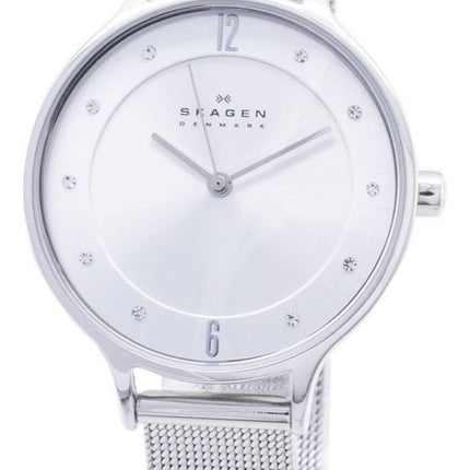 Skagen Anita hopeinen Kelloaulu Swarovskin kristalli Mesh rannekoru SKW2149 naisten kello