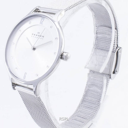 Skagen Anita hopeinen Kelloaulu Swarovskin kristalli Mesh rannekoru SKW2149 naisten kello