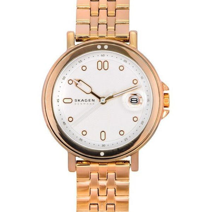 Skagen Signatur Lille Sport Rose Gold Tone ruostumaton teräs hopea kellotaulu kvartsi SKW3136 naisten kello