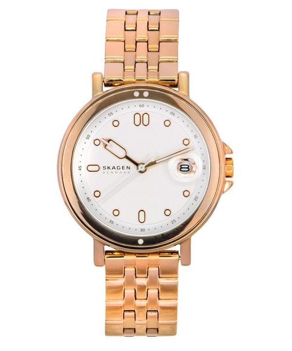 Skagen Signatur Lille Sport Rose Gold Tone ruostumaton teräs hopea kellotaulu kvartsi SKW3136 naisten kello