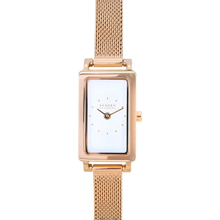 Skagen Hagen Micro Rose Gold Sävy ruostumaton teräs valkoinen kellotaulu kvartsi SKW3148 naisten kello