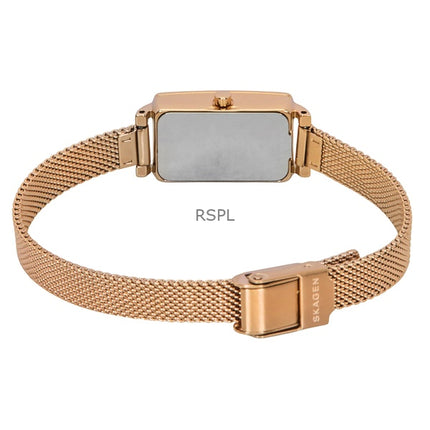 Skagen Hagen Micro Rose Gold Sävy ruostumaton teräs valkoinen kellotaulu kvartsi SKW3148 naisten kello