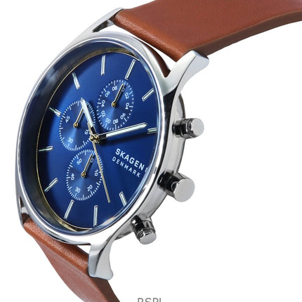 Skagen Holst Chronograph nahkaranneke, sininen kellotaulu kvartsi SKW6916 miesten kello