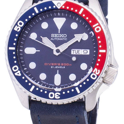 Seiko automaattinen SKX009J1 LS13 Diver 200M tummansininen nahka hihna Miesten Kello