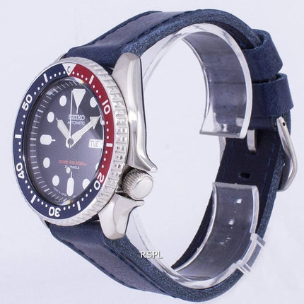 Seiko automaattinen SKX009J1 LS13 Diver 200M tummansininen nahka hihna Miesten Kello