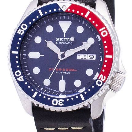 Seiko automaattinen SKX009J1 LS14 Diver 200M Japaniin teki musta nahka hihna Miesten Kello