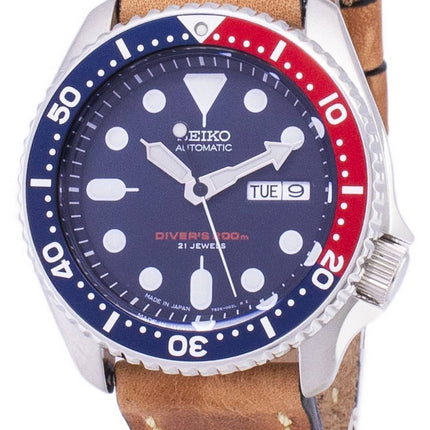 Seiko automaattinen SKX009J1 LS17 Diver 200M Japaniin teki ruskea nahka hihna Miesten kello