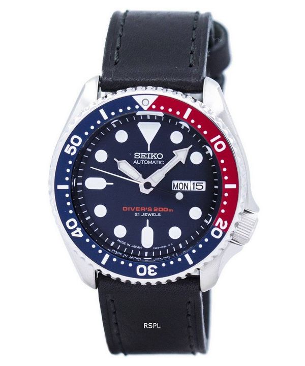 Seiko automaattinen Diver suhde musta nahka SKX009J1 LS8 200M Miesten Kello