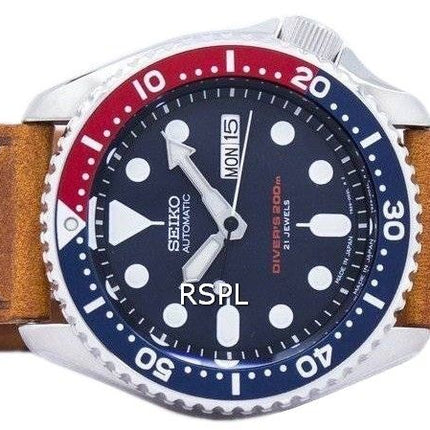 Seiko automaattinen Diver suhde ruskea nahka SKX009J1 LS9 200M Miesten Watch